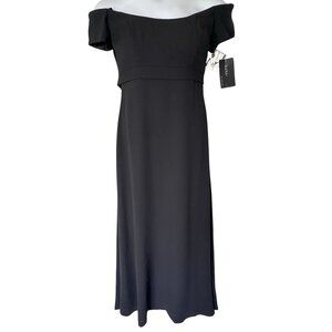 VTG Nicole Miller Black Off-Shoulder Evening Gown Formal Dress Size 8 NWT